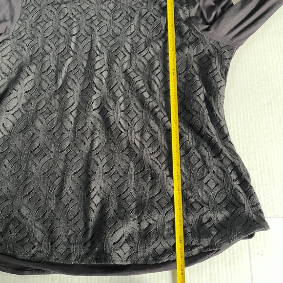 Croft n Barrow Sz XL Black Pullover Blouse Stretch Lined Lace Long Sleeve - Picture 6 of 7